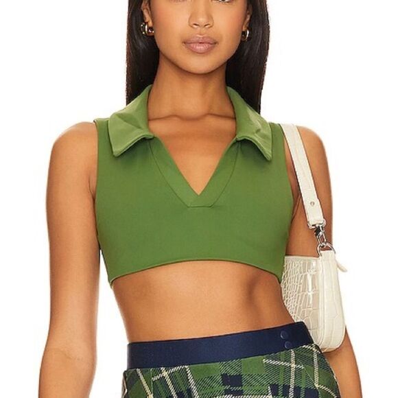 WeWoreWhat Revolve Polo Bra in Court Green Size Large NWT - Picture 1 of 10